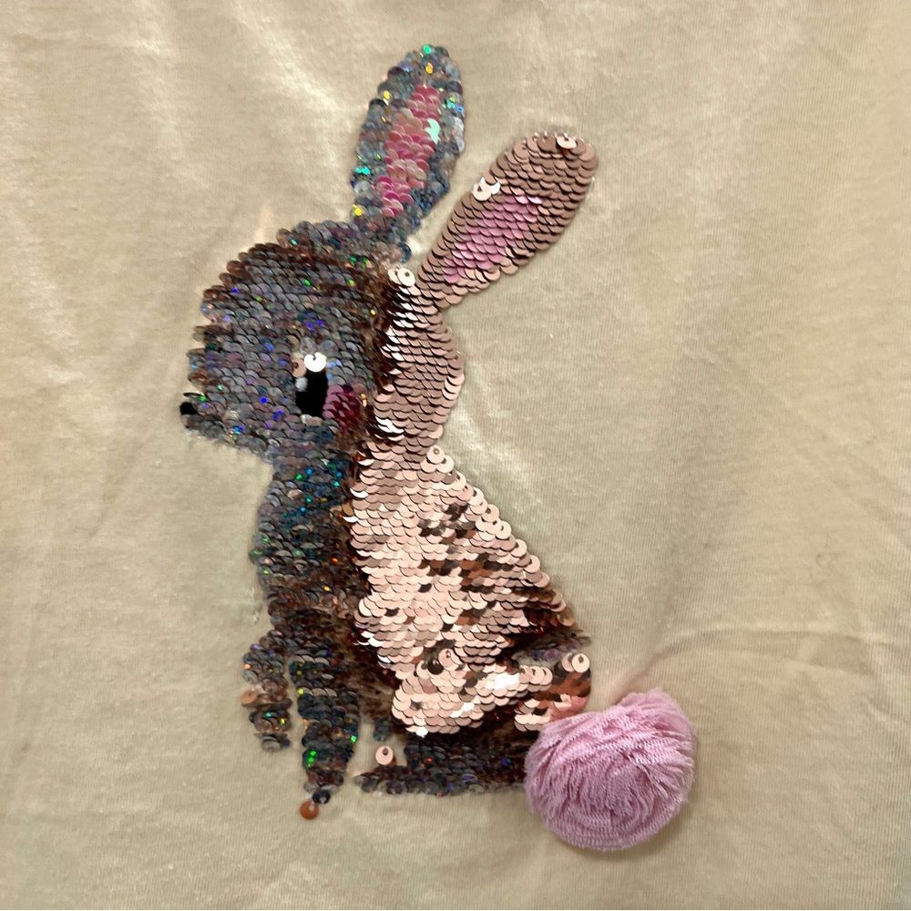 H&M Girls Sequin Bunny T-Shirt Size 4-6 years - Picture 4 of 6